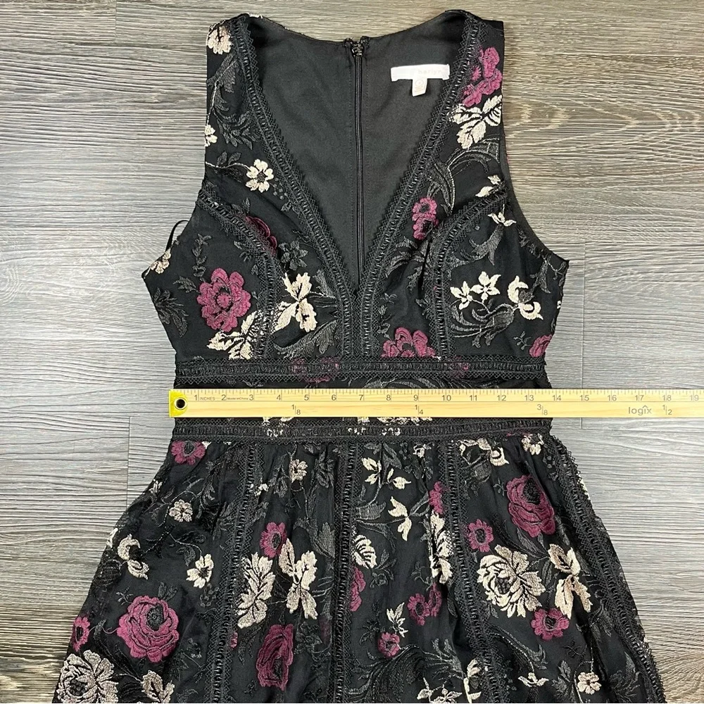 Harlyn Womens Embroidered Floral Dress Small Cottagecore Boho‎ Black Whimsigoth
